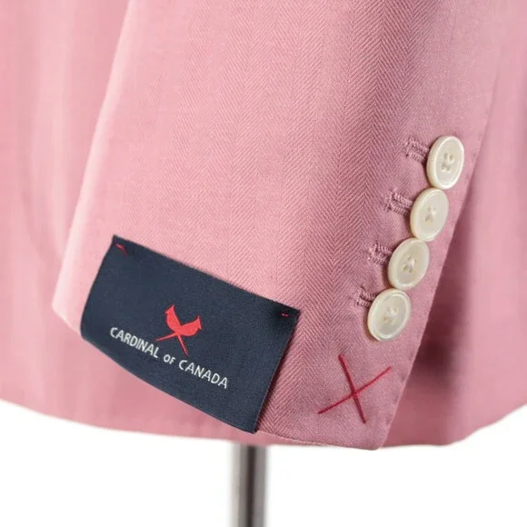 Cardinal of Canada NWT Wool / Silk Sport Coat Size 46R US In Pink Herringbone